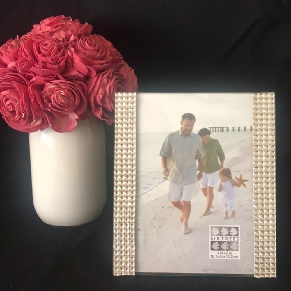 SIXTREES Jewel Clear Glass Rows Photo Frame 4 x 6 NEW